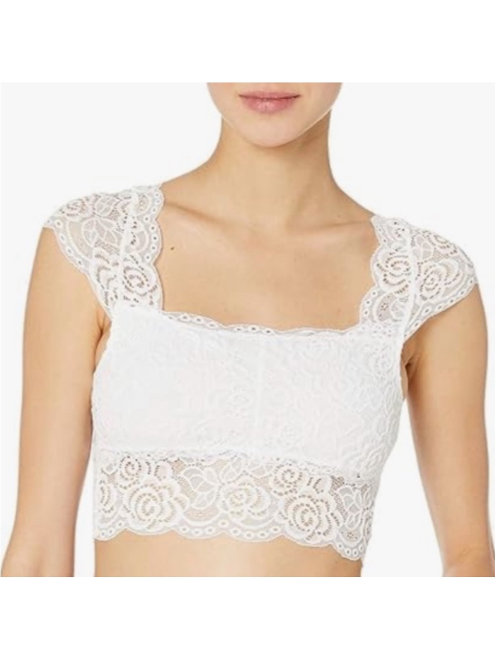 Free People intimately Chase Me Brami Cropped Cami White Lace Cropped Camisole S